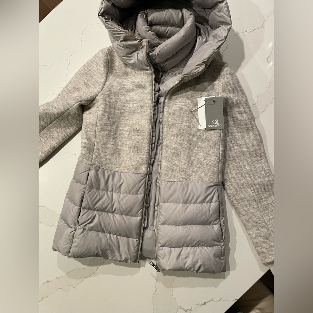 Soia & Kyo mixed media puffer wool coat size XS